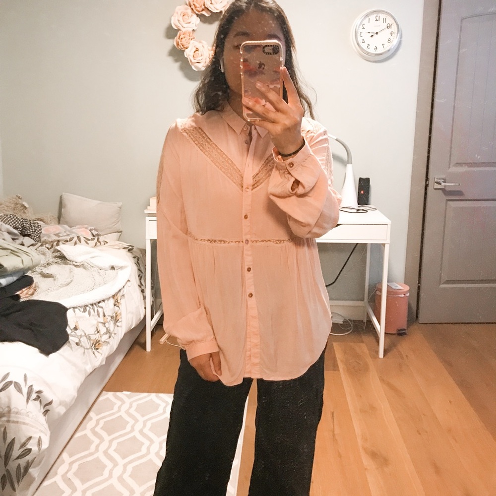 free people lace detail blouse